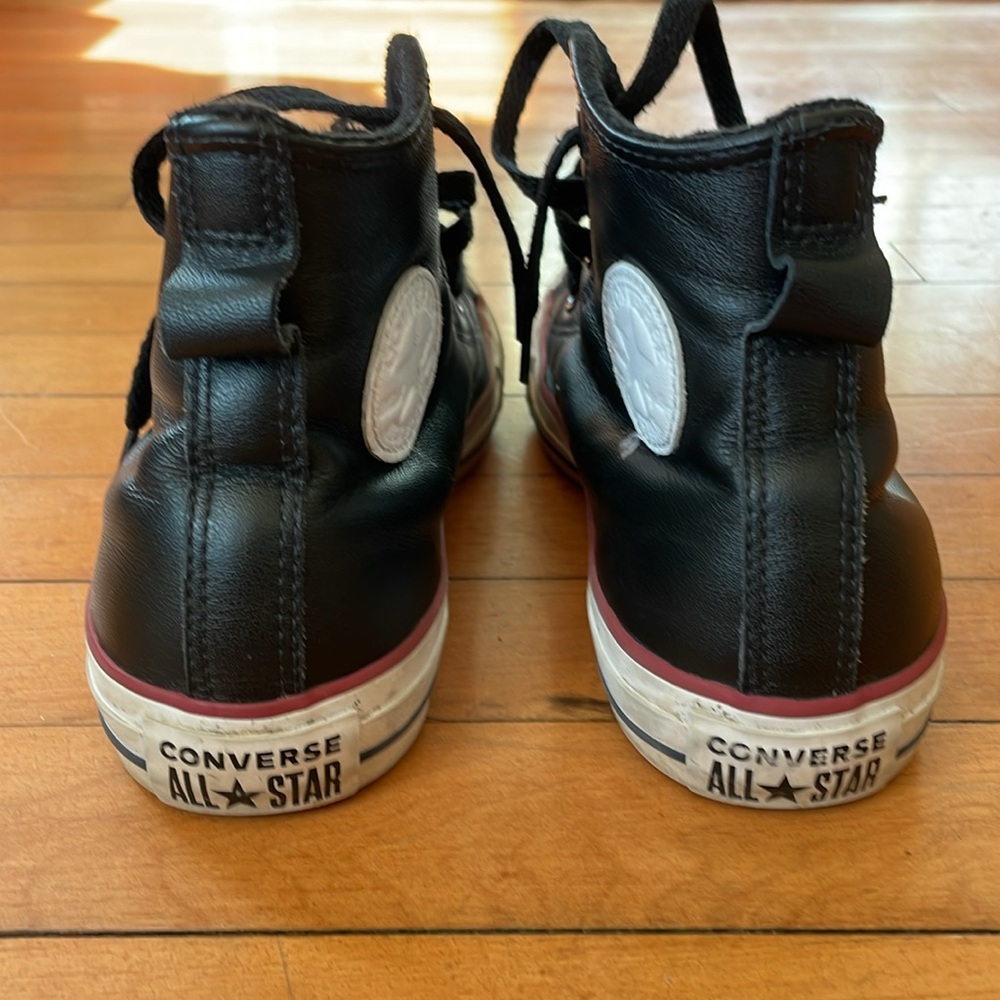 Converse All Star Black Leather Luxe fleece lined sneakers Mens 4 Women’s 6 - Picture 8 of 9